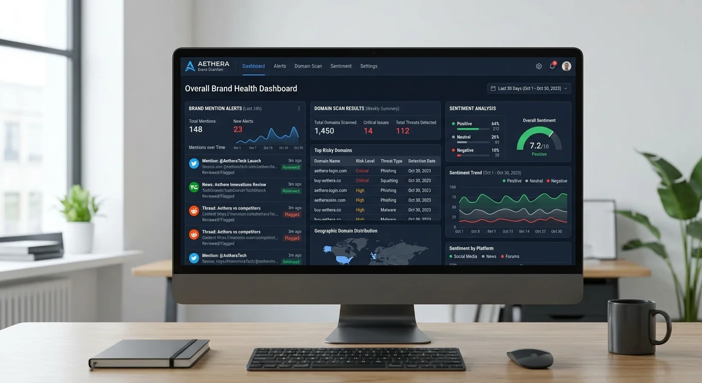 Brand monitoring online dashboard with real-time alerts and sentiment tracking