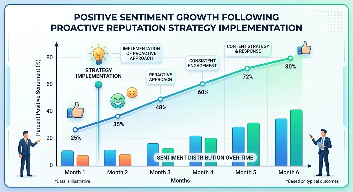Graph illustrating brand sentiment improvement through proactive reputation management